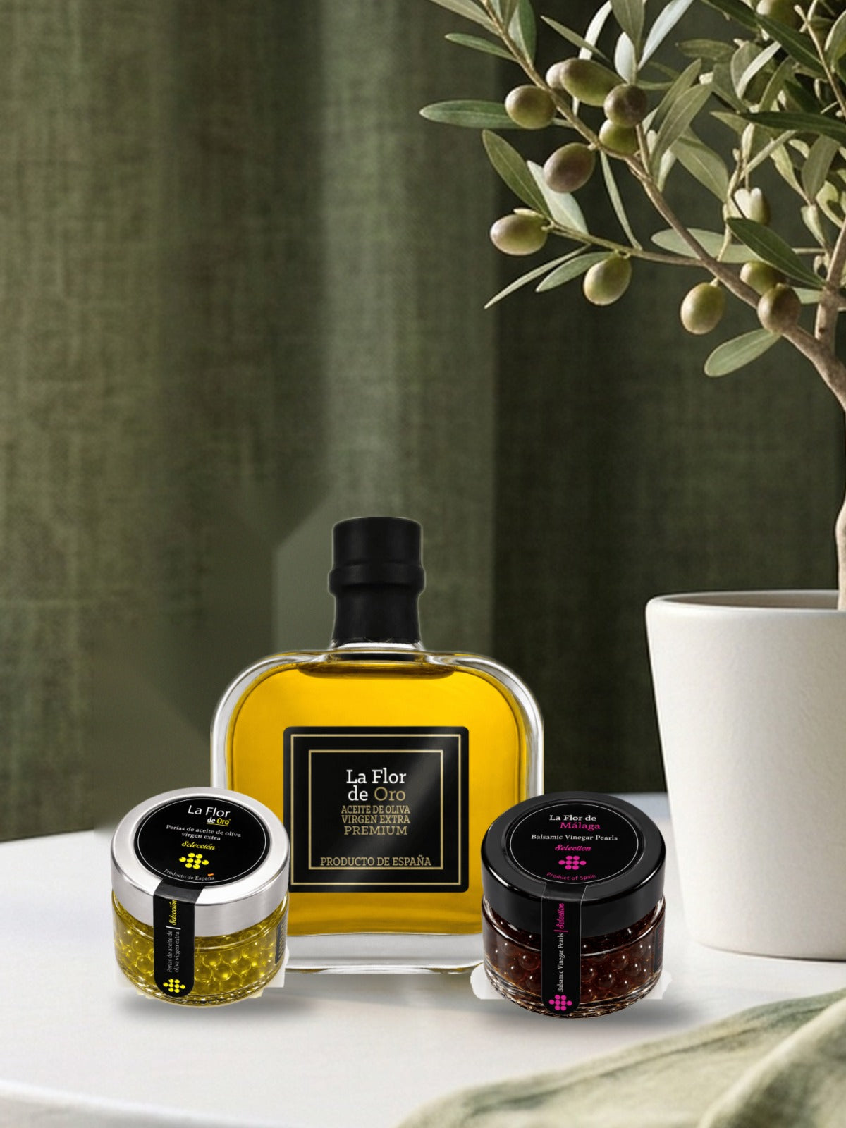 ZESTAW PREZENTOWY GOURMET – OLIWA EXTRA VIRGIN 100 ML I DWA RODZAJE PEREŁ