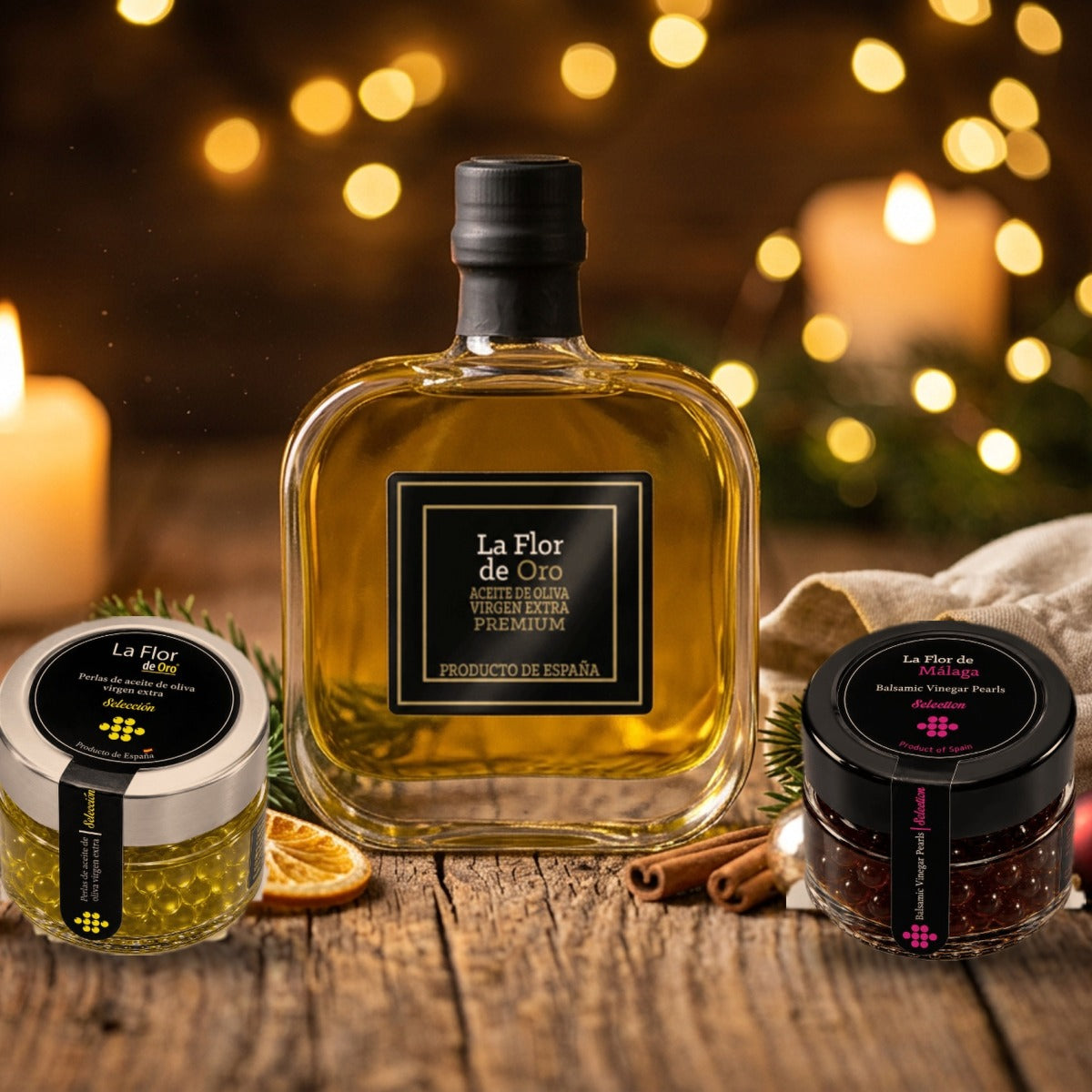 ZESTAW PREZENTOWY GOURMET – OLIWA EXTRA VIRGIN 100 ML I DWA RODZAJE PEREŁ