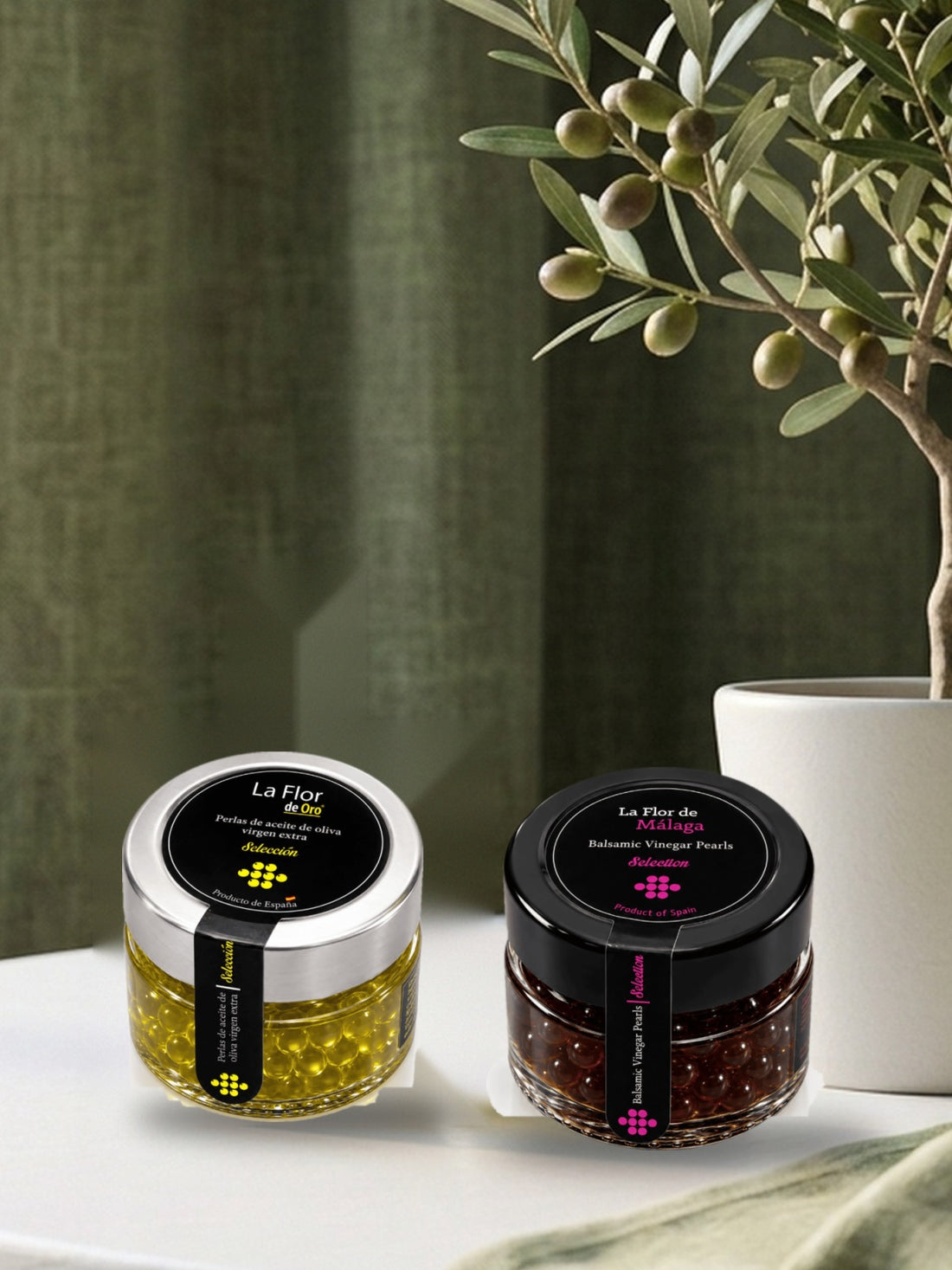 ZESTAW PEREŁ GOURMET – PERŁY Z OLIWY EXTRA VIRGIN I OCTU BALSAMICZNEGO