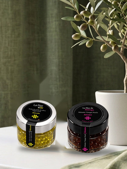 ZESTAW PEREŁ GOURMET – PERŁY Z OLIWY EXTRA VIRGIN I OCTU BALSAMICZNEGO